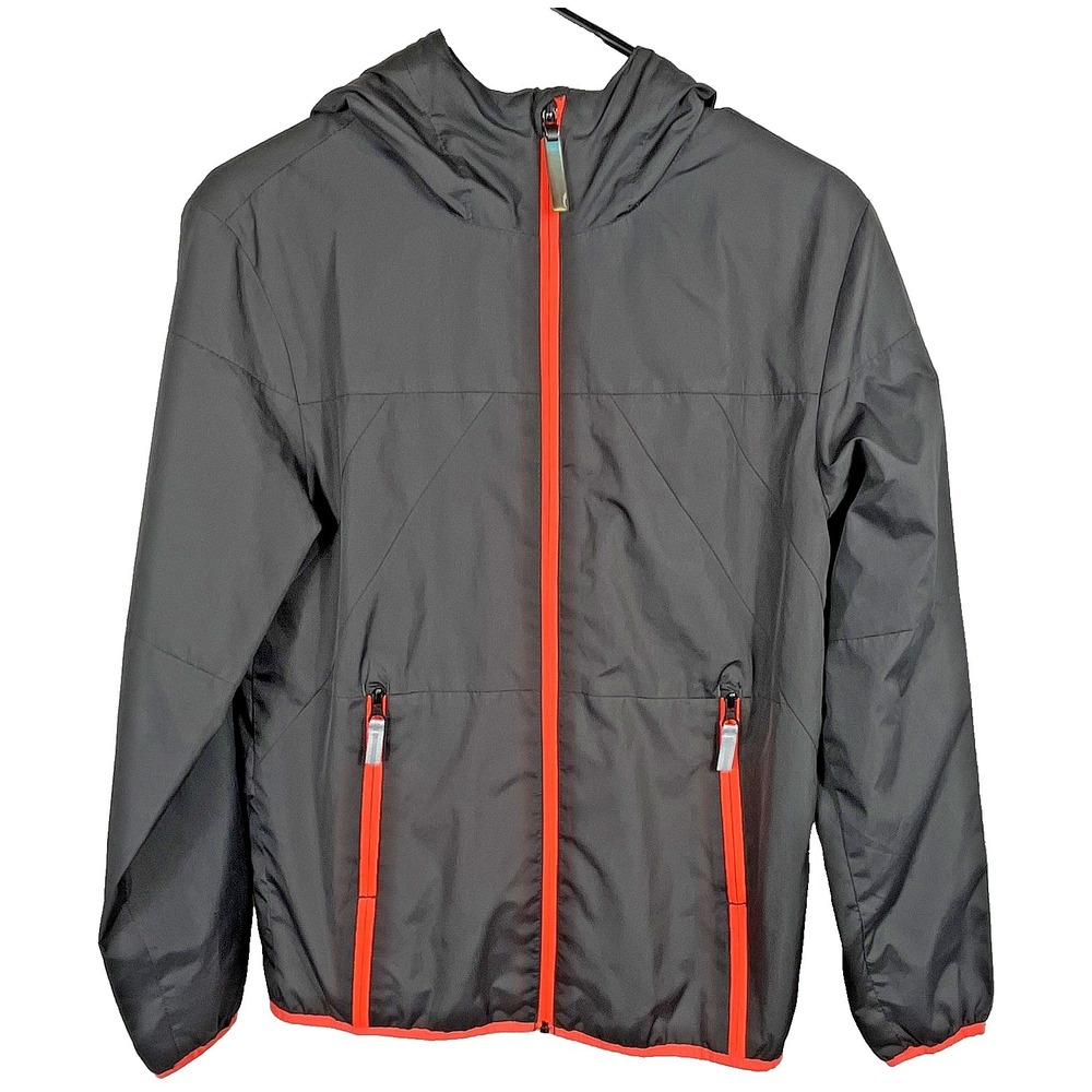 Champion Boys Hooded Full Zip Jacket w/ Zipped Pockets Gray/Orange Large 12-14